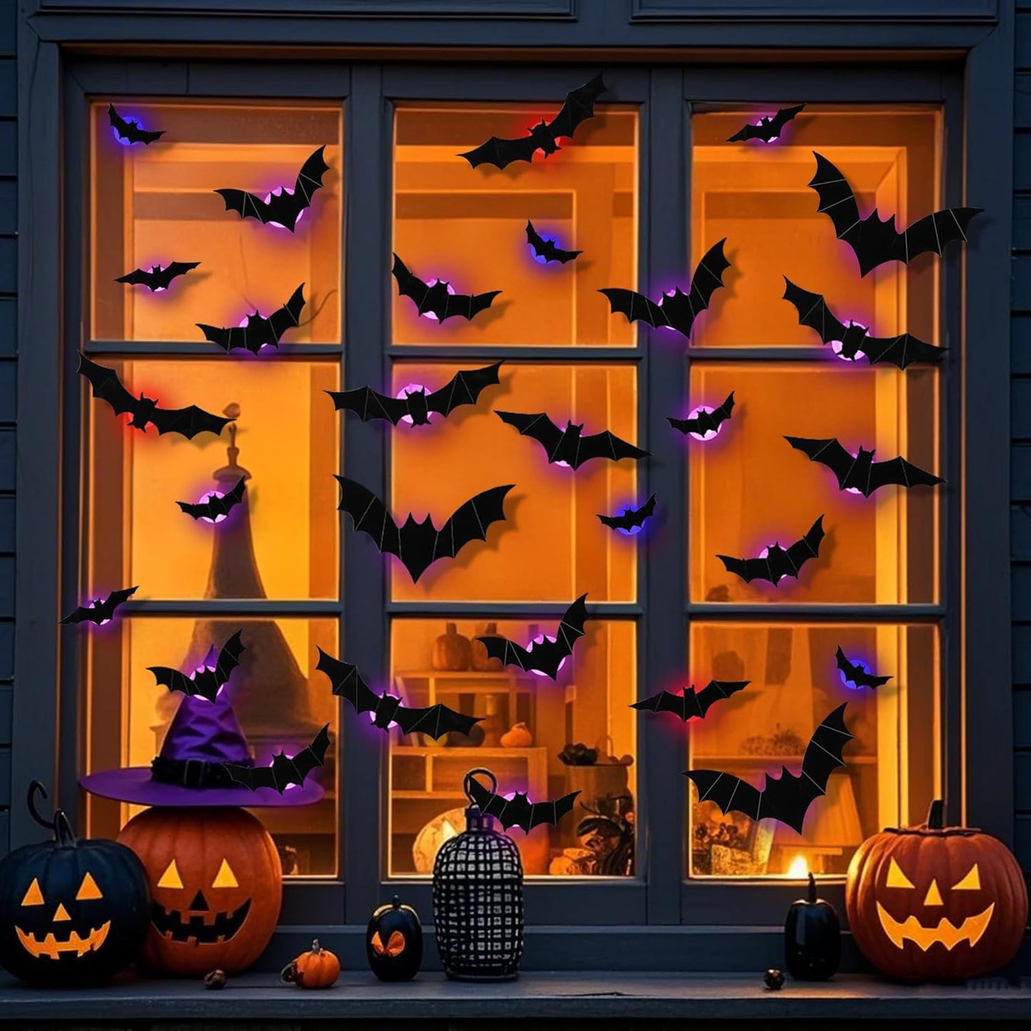 🎃👻Lighted 3D Bat Wall Decor 🦇 Spooky Halloween Party & Indoor Outdoor Home Stickers