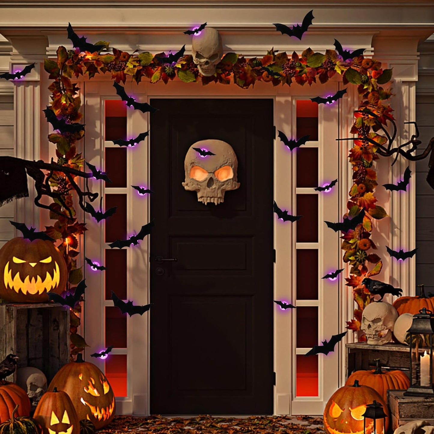 🎃👻Lighted 3D Bat Wall Decor 🦇 Spooky Halloween Party & Indoor Outdoor Home Stickers